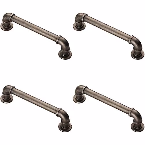 Loops 4 Pack Pipe Design Bar Cabinet Pull Handle in Pewter with 128mm Fixing Centres