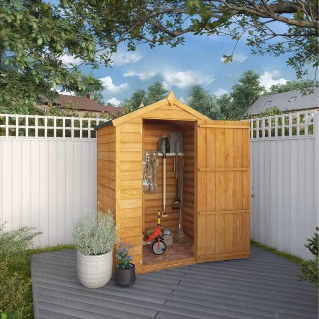 Waltons Brown Wooden Overlap Garden Storage Shed with Apex Roof