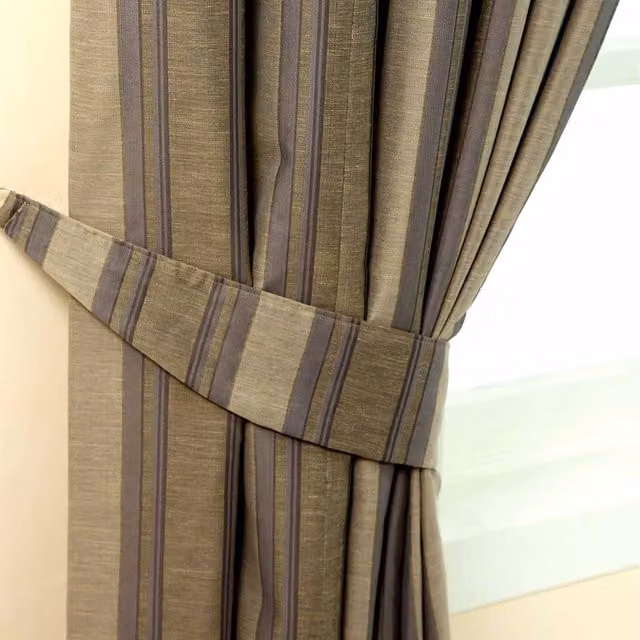 Homescapes Modern Stripe Jacquard Curtain Tie Back Pair in Grey