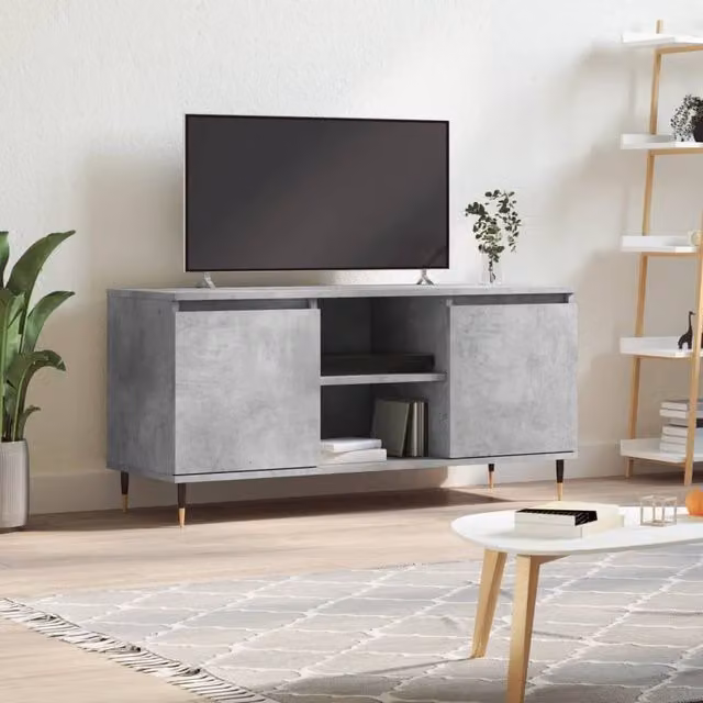 Berkfield Home Industrial TV Cabinet in Concrete Grey, W/D/H: 104 x 35 x 50 cm – 1
