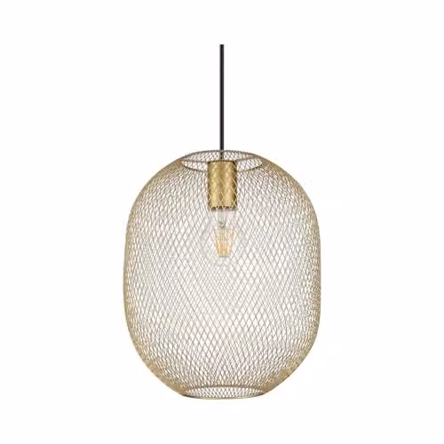 Ideal Lux Netlighting Net Wire Frame Pendant Ceiling Light in Gold/Brass, 24 cm