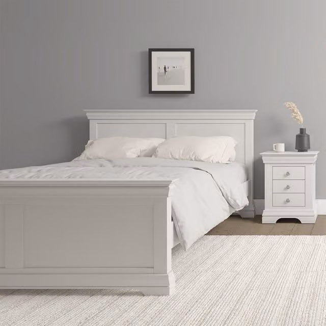 Seconique Bordeaux Double High Foot End Bed in Ivory, W/D/H: 140 x 200 cm