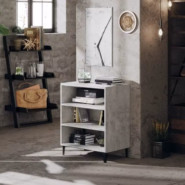Berkfield Home Industrial Sideboard in Concrete Grey, W/D/H: 57 x 35 x 70 cm – 1