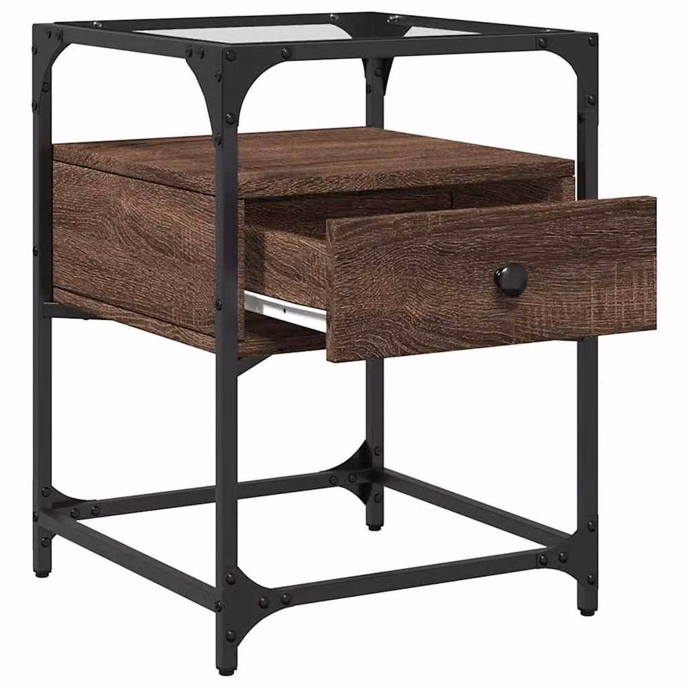 Berkfield Home Decorative Bedside Cabinets, 2 Piece, Brown Oak, W/D/H: 40 x 40 x 55 cm – 6