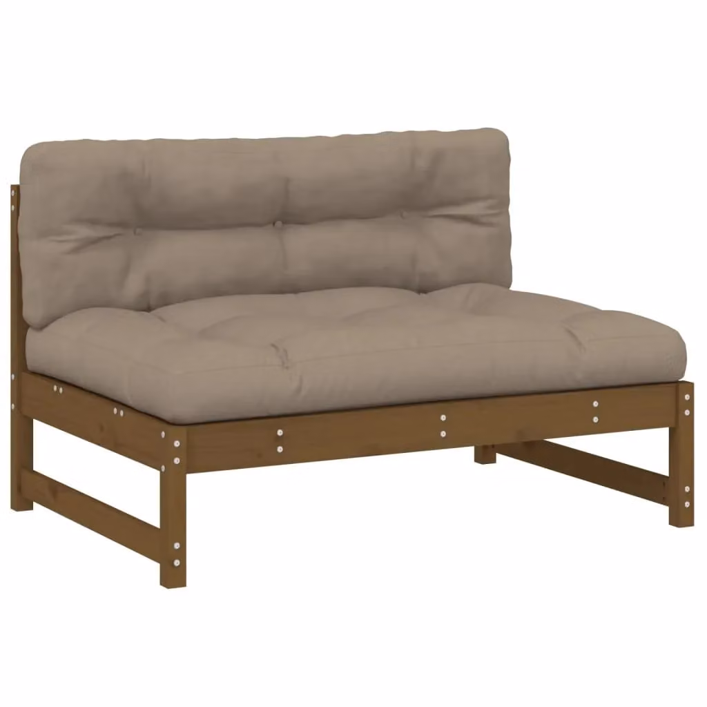 Berkfield Home Middle Sofa in Honey Brown Solid Pine Wood, W: 120 cm, D: 80 cm – 2