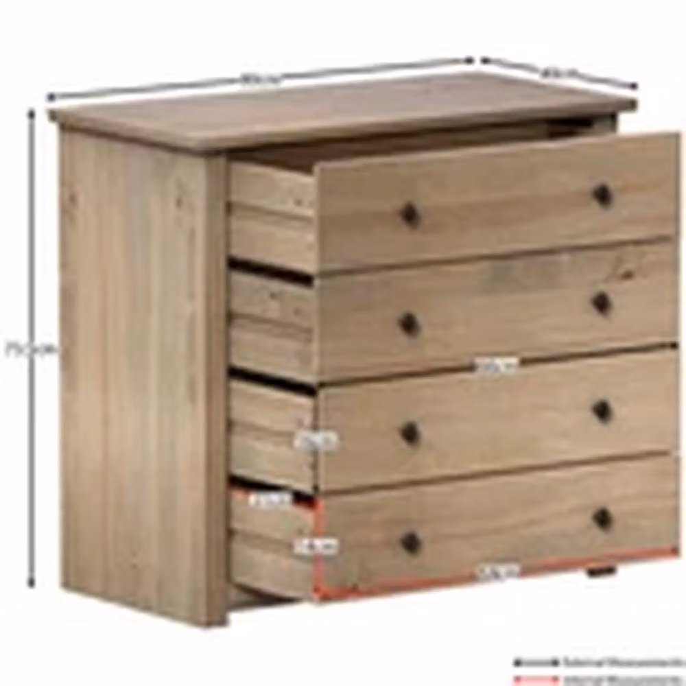 EONLION 4 Drawer Waxed Pine Wood Chest of Drawers in Brown – 2