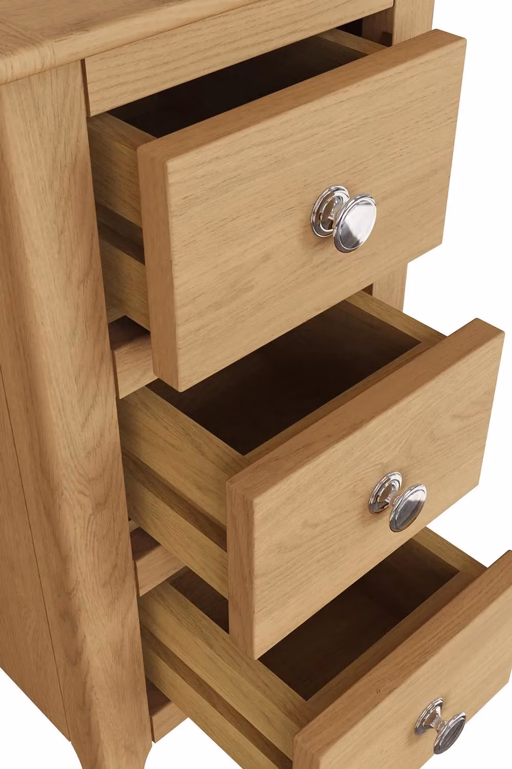 FWStyle Slim 3 Drawer Bedside Table in Brown Natural Oak Veneer Finish – 2