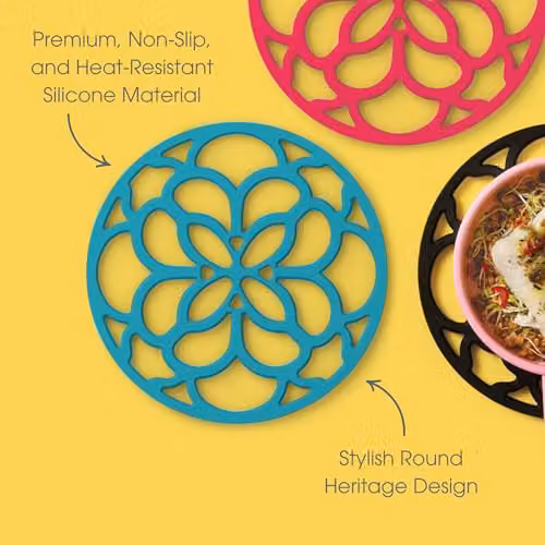 Zeal Silicone Round Non-Slip Trivet Mat in Beige, Diameter: 18 cm – 2