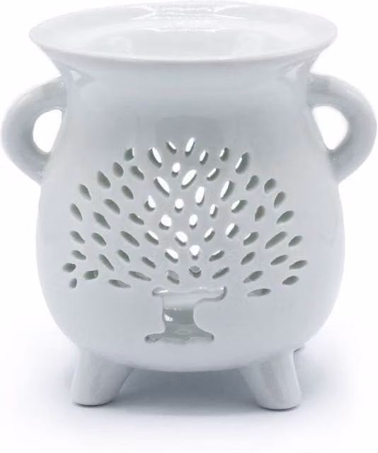 KDMD Tree of Life Childrens Ceramic Oil Burner in White for Essential Oil Diffusion
