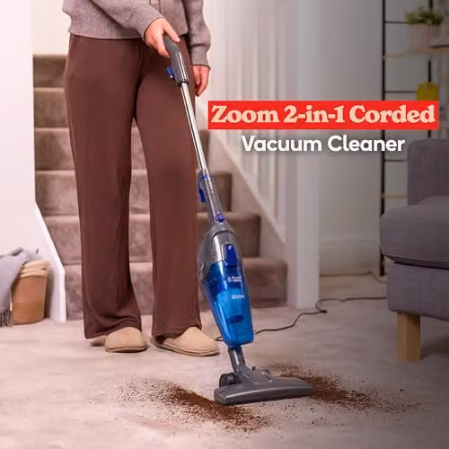 Russell Hobbs Zoom 2-in-1 Corded Stick Vacuum Cleaner, Blue and Grey, 600W, Bagless with 0.5L Dust Tank and Washable Filter, RHSV1002 – 3