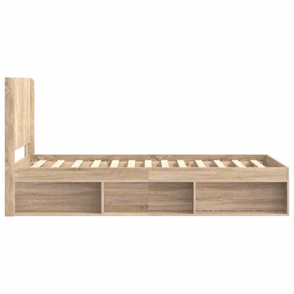 Berkfield Home Modern Bed Frame with Headboard and Side Compartment Storage, Sonoma Oak, Brown, W: 100 cm, L: 200 cm – 2
