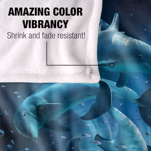 JQ Licensing Royce Mcclure Dolphin Twister Super Soft Fleece Throw Blanket, White, W/D: 152 x 127 cm – 3