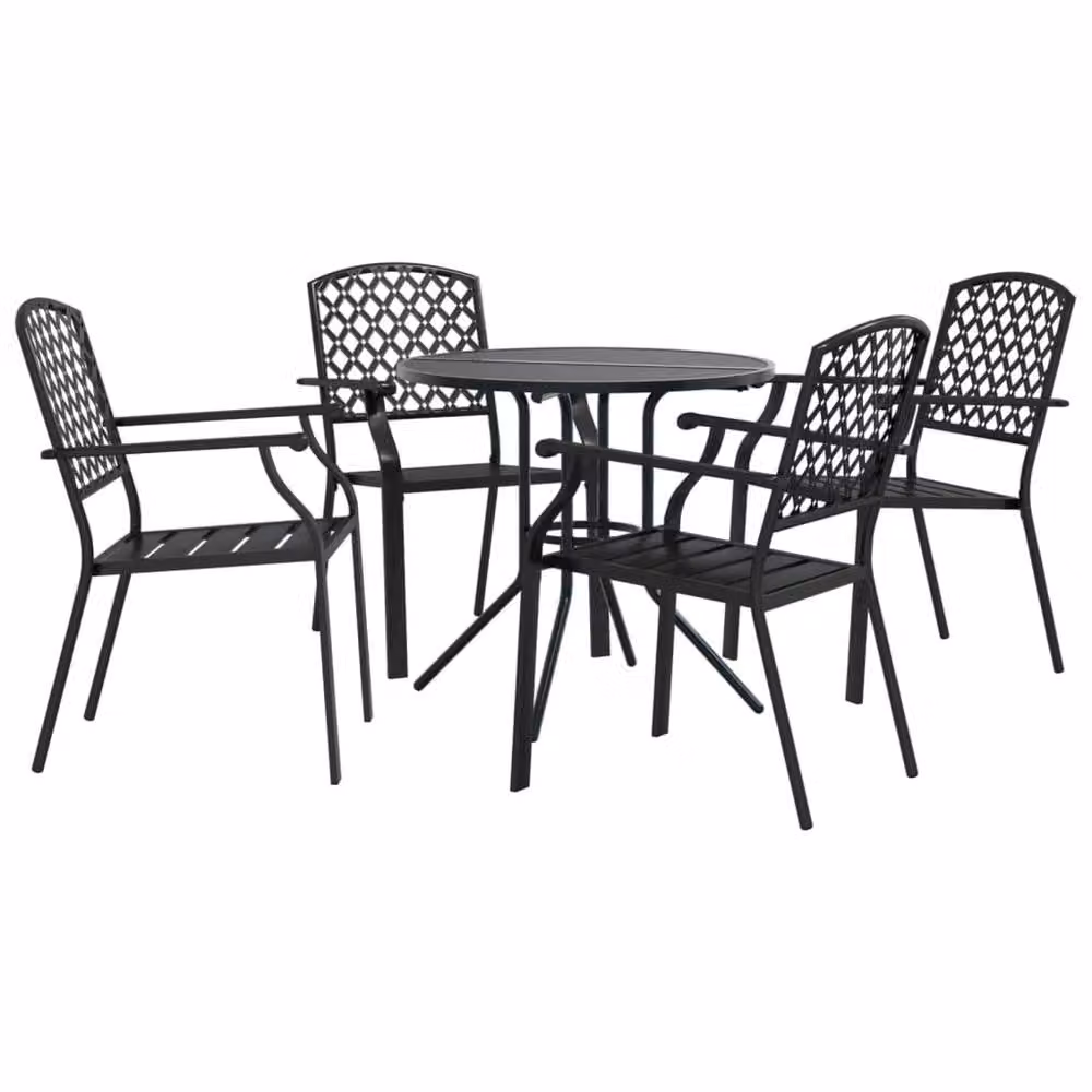Berkfield Home Stackable Garden Chair Set of 5 in Anthracite Powder-coated Steel – 2