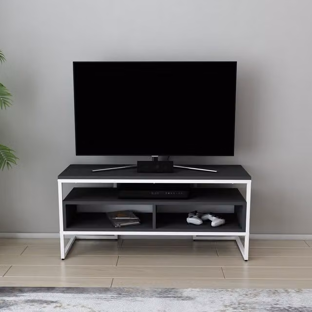 Decorotika Merrion Modern TV Unit in White and Anthracite, Width: 51 cm