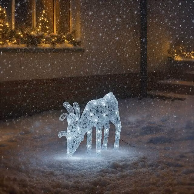 Xmas Haus White Acrylic LED Deer Christmas Decoration, Height: 53 cm