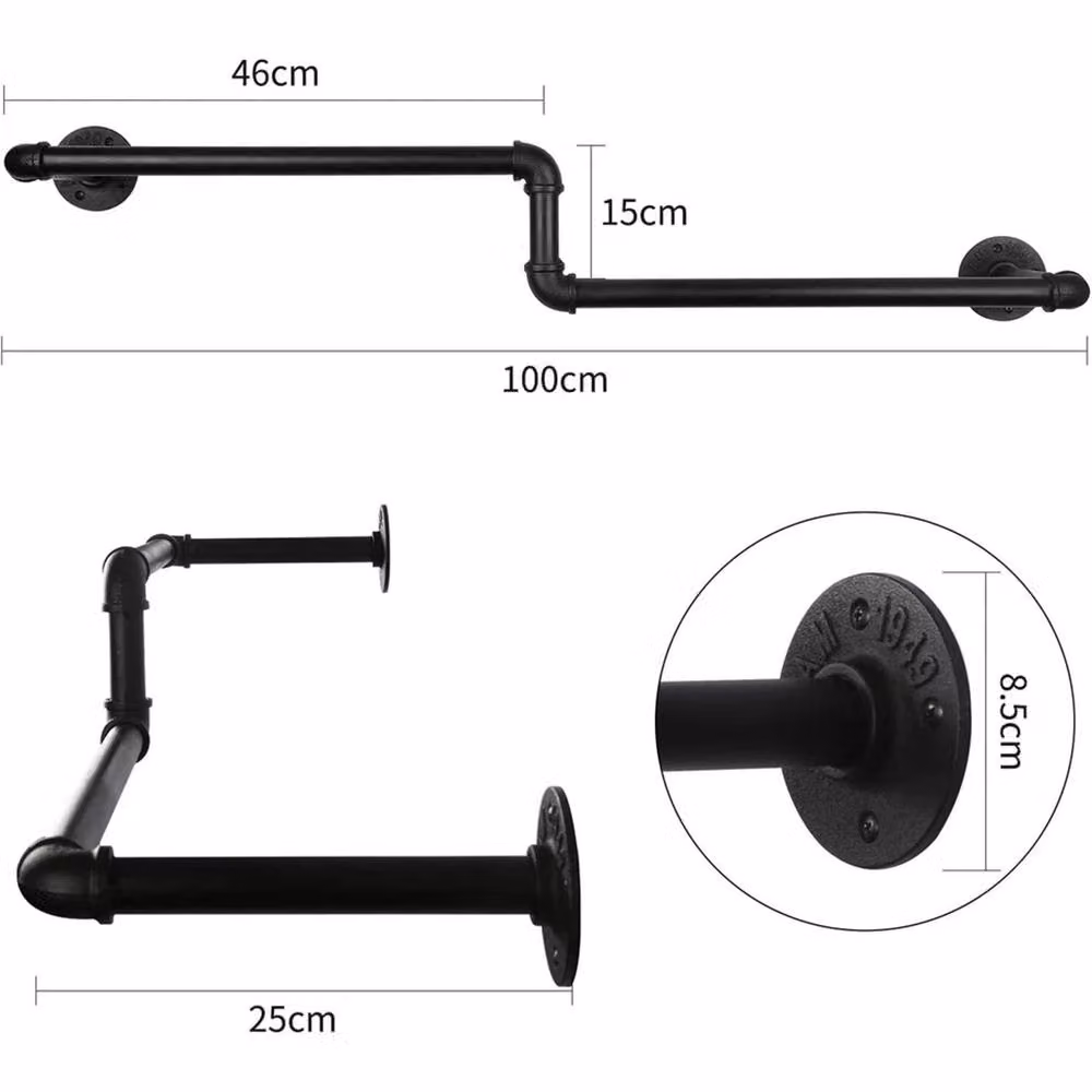 EONLION Black Metal Wall Mounted Clothing Garment Rack and Hanging Rail – 2