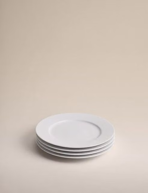 M&S Maxim Set of 4 White Porcelain Side Plates