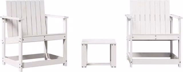 Berkfield Home 3 Piece White Solid Wood Pine Garden Lounge Set