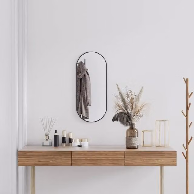 Berkfield Home Oval Wall Mirror in Black, W: 70 cm