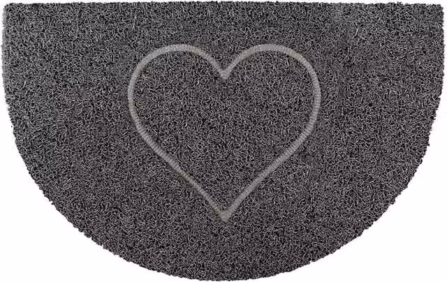 Oseasons Nicoman Semicircular Heart Half Moon Doormat, Grey Polypropylene