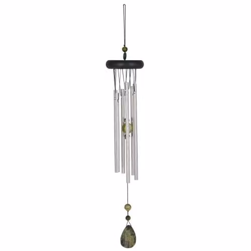 Woodstock Chimes Chakra Collection Wind Chime in Silver and Black with Aventurine
