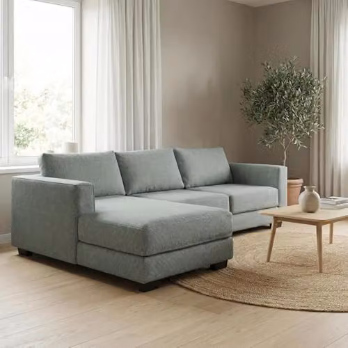 Abakus Direct Kaizer L-Shaped Corner Sofa in Green Bouclé Fabric, Left Facing, W/D/H: 286 x 170 x 85 cm – 5