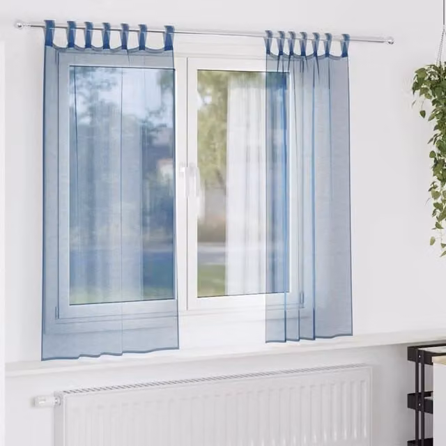 Berkfield Home Royal Blue Voile Fabric Panel Curtains with Tabs, 2 Pack, W: 140 cm, H: 175 cm