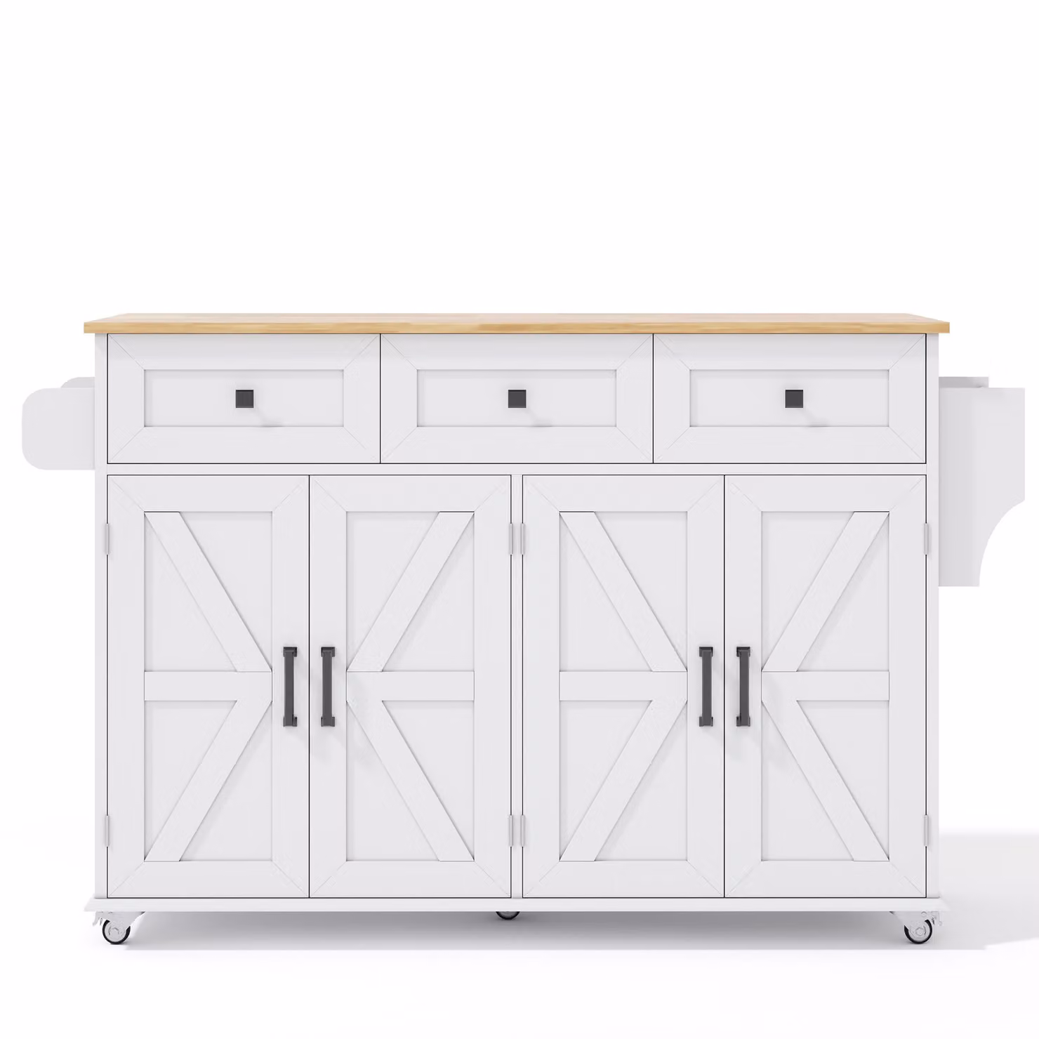 Aosom UK Kitchen Island Cart with 3 Drawers and Foldable Countertop, White and Natural, W: 70 cm, D: 43 cm, H: 90.5 cm – 2