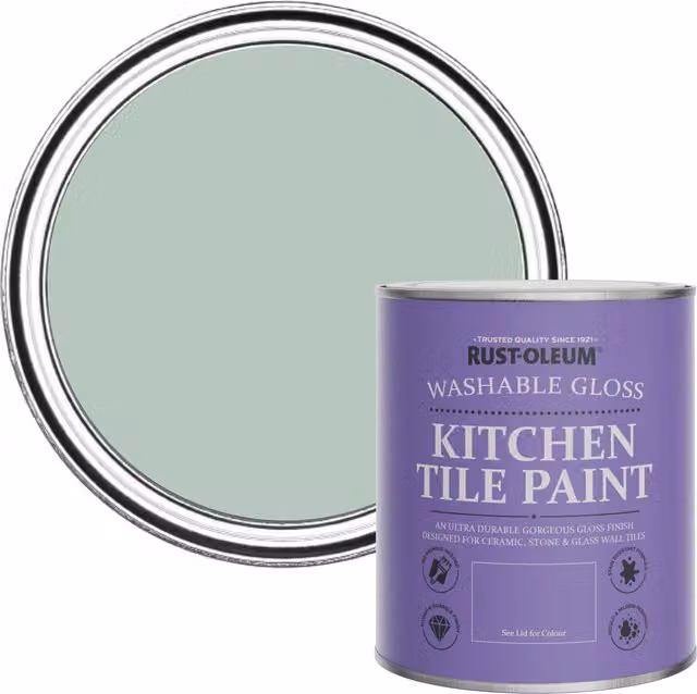 Rust-Oleum Water-Based Kitchen Tile Paint in Gloss Finish, Green, 750ml