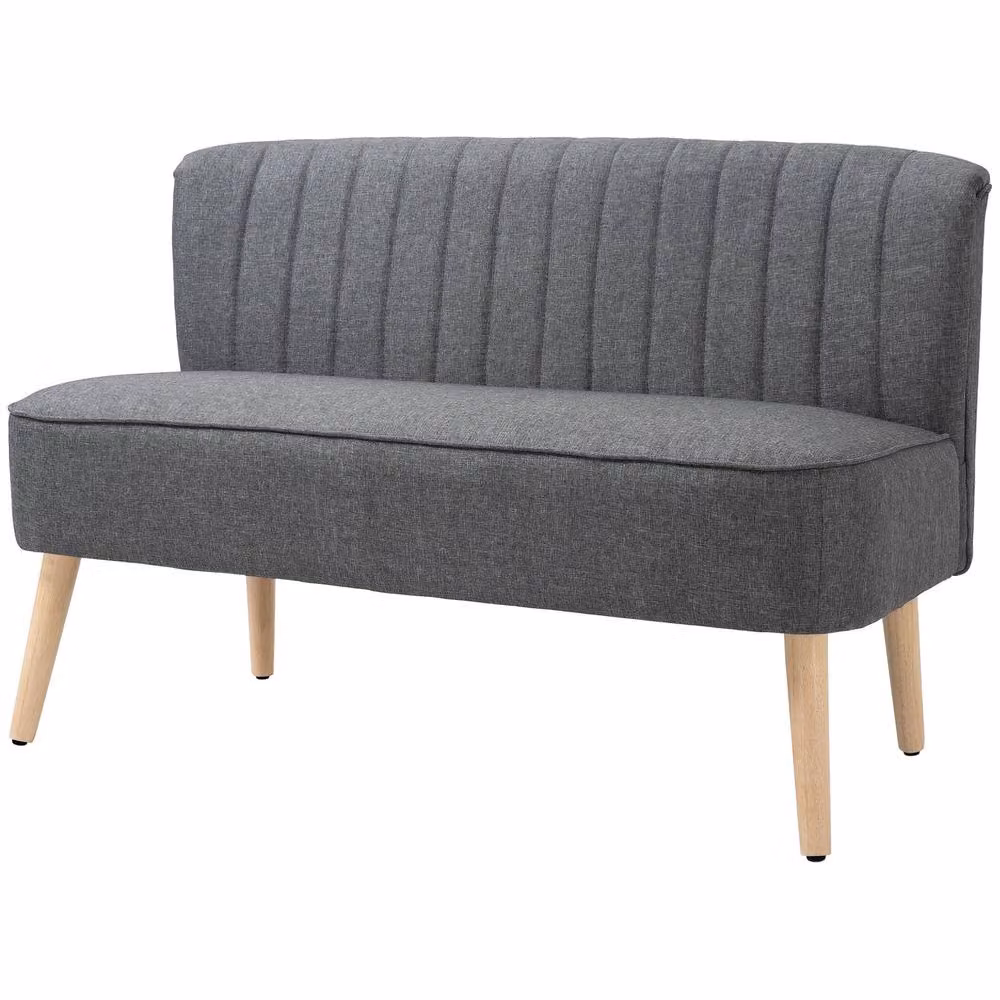 STILVORA Two-Seater Upholstered Fabric Sofa in Grey with Rubberwood Legs – 3