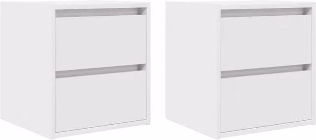 Berkfield Home Wall-mounted Bedside Cabinets, 2 Piece Set, White, W/D/H: 38 x 34 x 40 cm