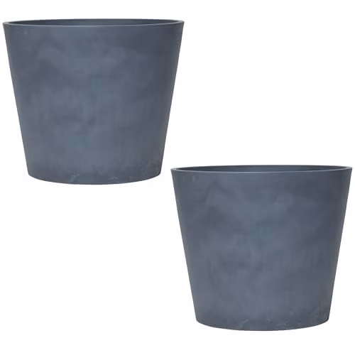 Garden Gear Dark Grey Stone Effect Planters for Indoor and Outdoor Use, Diameter: 30.5 cm, Height: 25.5 cm