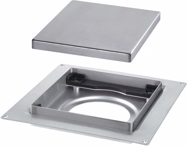 McAlpine Silver Stainless Steel Square Tile Insert Drain with Odour Trap, W: 15 cm x D: 16 cm