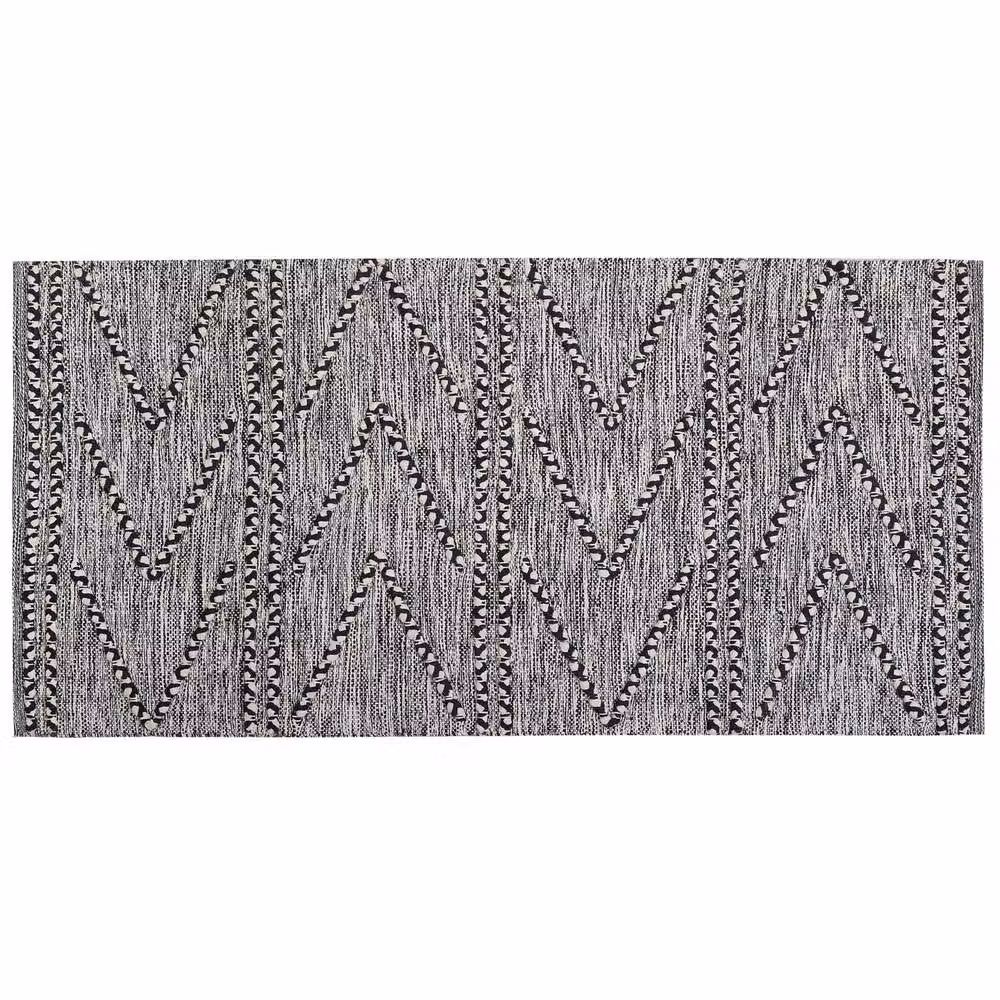 Wyld and Coco Hand Tufted Cotton Geometric Rug in Black and White, W: 80 cm, L: 150 cm – 3