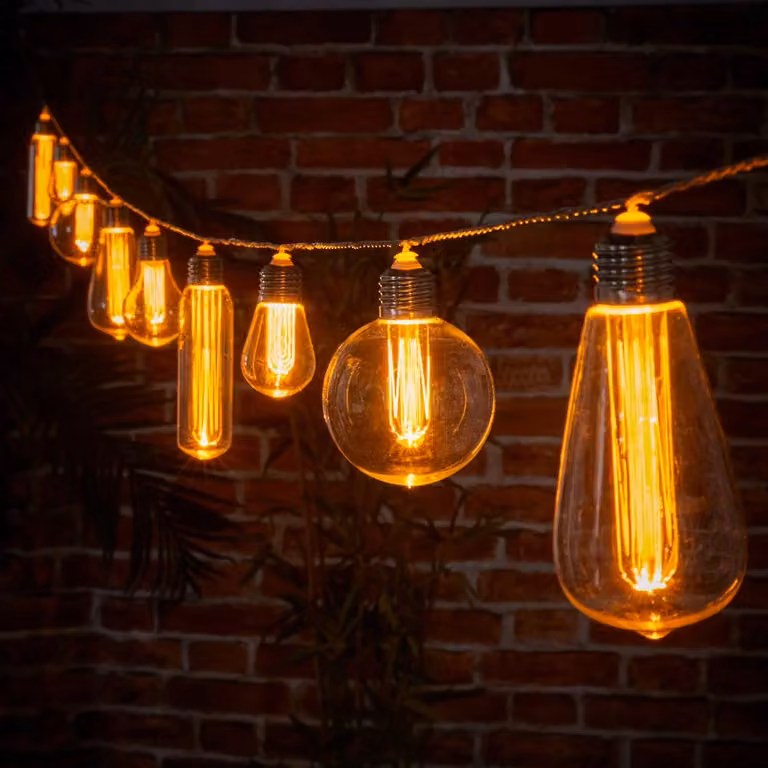 Noma Connectable Indoor Outdoor LED Festoon Lights with 10 Antique Style Warm White Bulbs