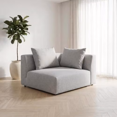 Abakus Direct Tokyo Modular Reversible Corner Sofa in Light Grey Brushed Tweed Fabric with Deep Seat – 3