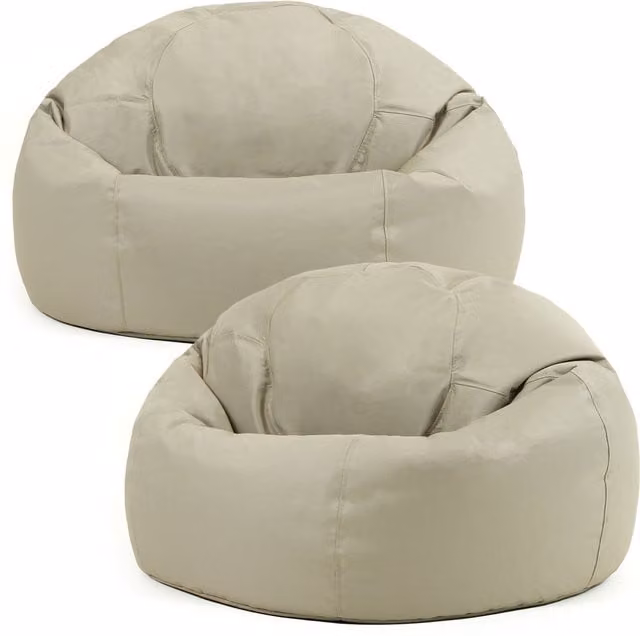 ICON Classic Indoor and Outdoor Bean Bag Set of 2 in Beige and Yellow