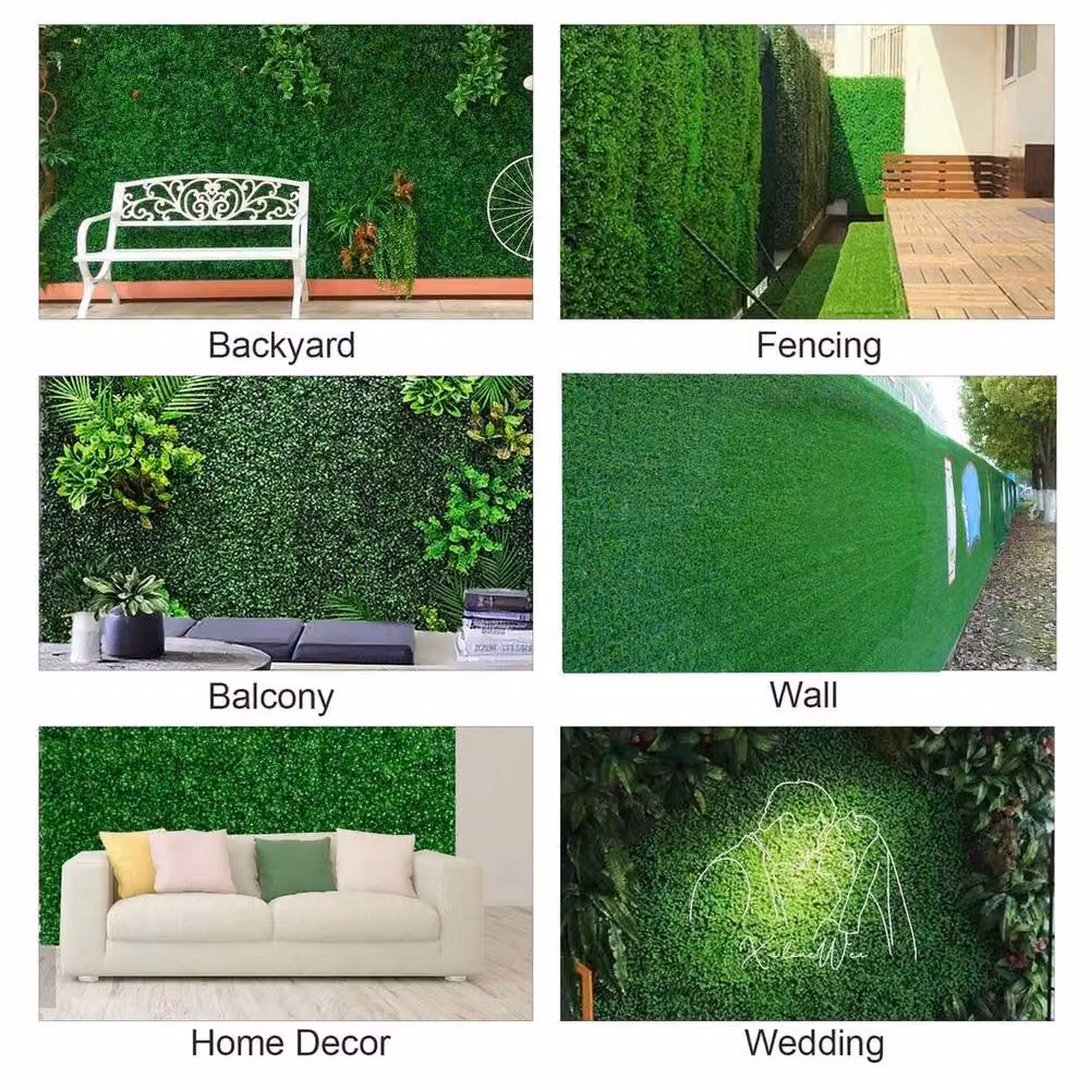 FLAVORA 18-Piece Artificial Greenery Wall Hedge Grass Fence in Green, 0.6m2 – 5