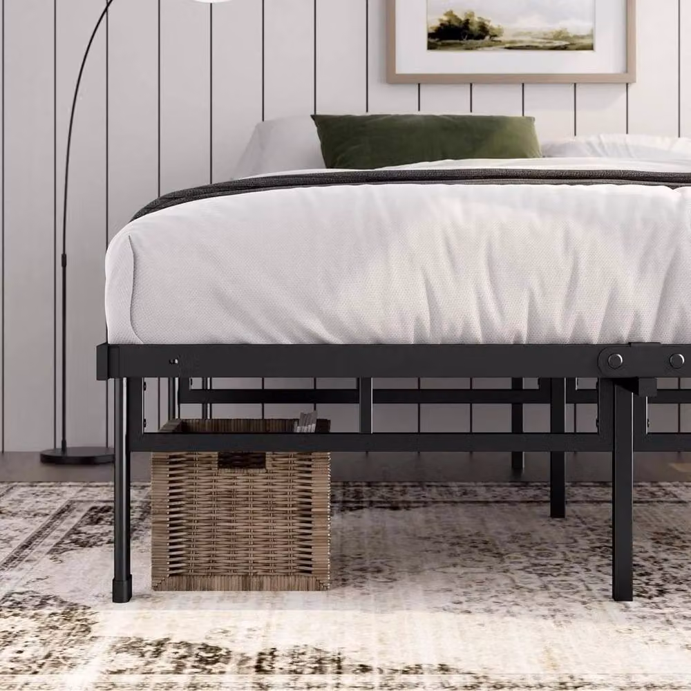 FORGEVIO Black Metal Cot Bed Frame with Flat Fixed Slats, W/D/H: 90 x 190 cm – 4