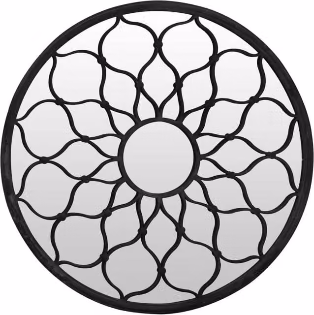 Berkfield Home Round Metal Wall Mirror in Black, Diameter: 60 cm, Depth: 3 cm – 1