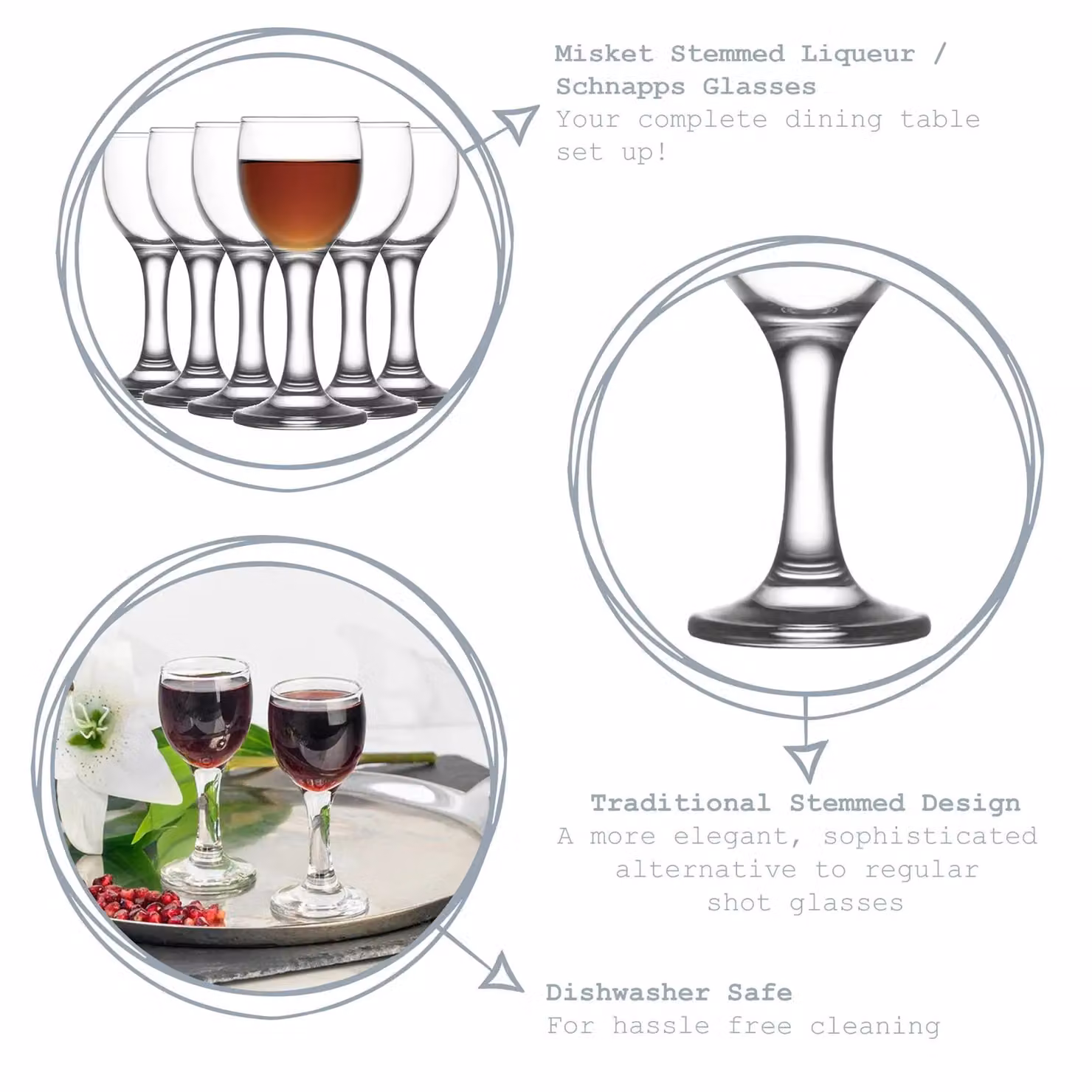 LAV Misket Sherry Wine Glasses, Clear, 55 ml, Pack of 6 – 2