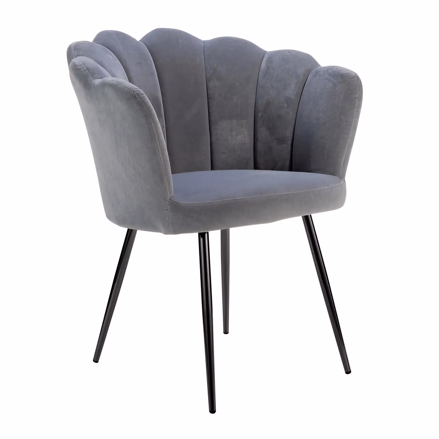 Home Source Scallop Shell Wing Back Armchair in Grey Boucle Fabric with Gold Legs – 2