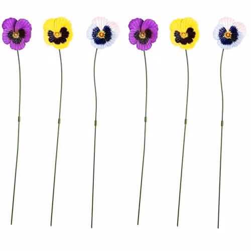 Garden Gear Metal Flower Stakes, Multi-coloured Decorative Pansy Ornaments for Outdoor Pathways, Patios and Flowerpots (Set of 6) – 1