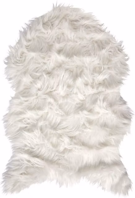 NewEdgeBlinds Rectangular Faux Fur Rug in White and Silver, W/D: 50 x 50 cm