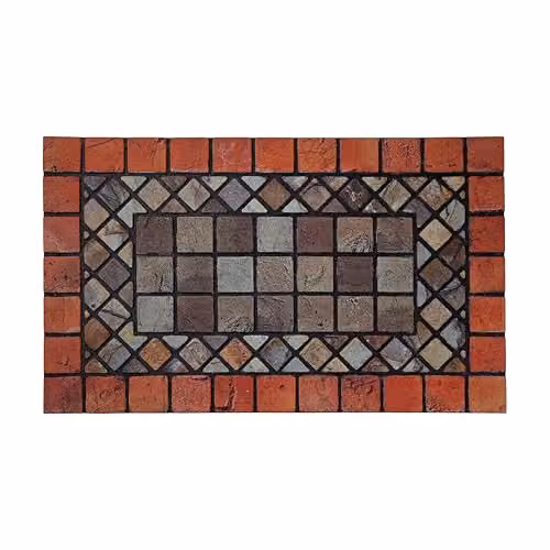 Nicoman Rectangular Rubber Boot Scraper Doormat with Red Border, W/D/H: 75 x 44 x 1 cm – 1