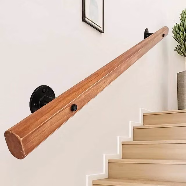 SPETLEK Natural Wooden Stair Handrail Grab Rail, W: 100 cm, H: 52 cm