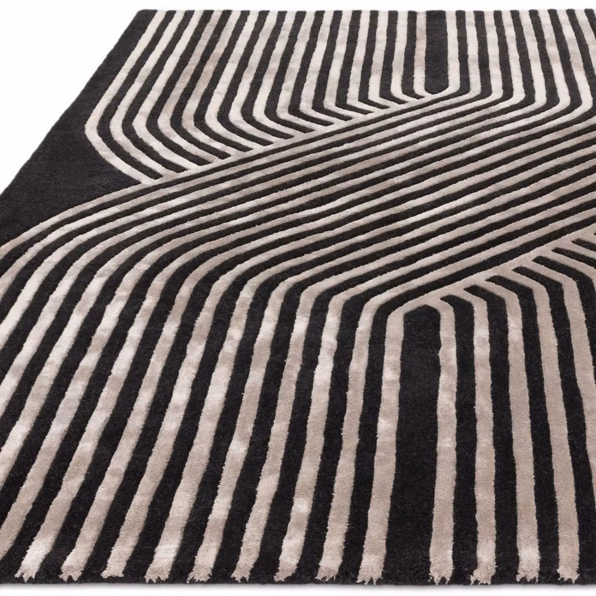 The Rug Shop UK Black Handmade Modern Striped Rectangular Area Rug, W: 160 cm, L: 230 cm – 4