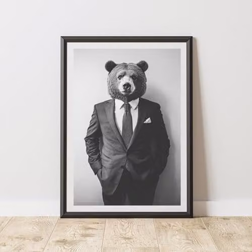 60 Second Makeover Bear Wearing A Suit Paper Poster, A4