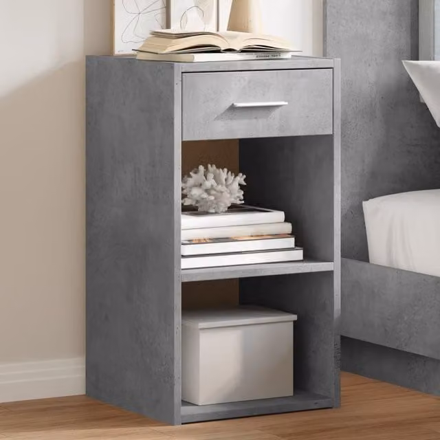 Berkfield Home Set of 2 Bedside Cabinets in Concrete Grey, W/D/H: 35 x 34 x 65 cm – 1