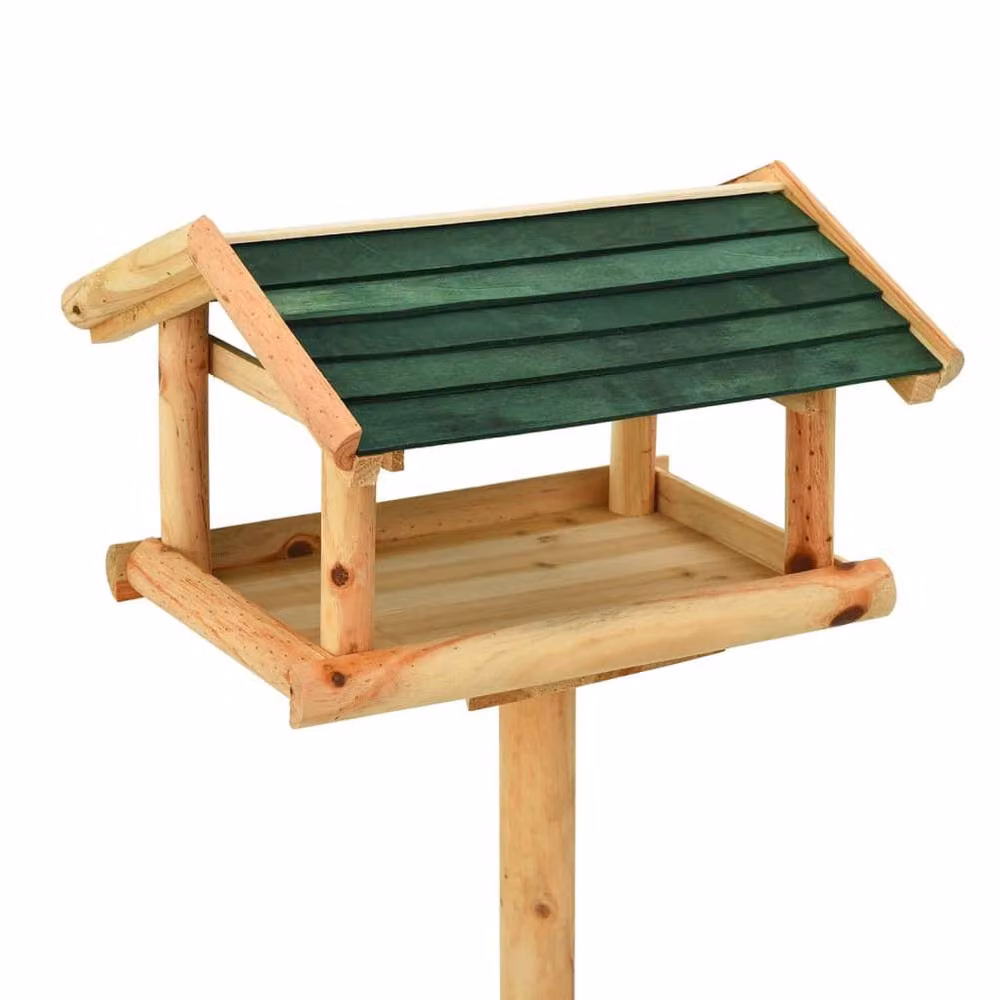 Berkfield Home Bird Feeder with Stand in Brown Solid Fir Wood, W/D/H: 37 x 28 x 100 cm – 2